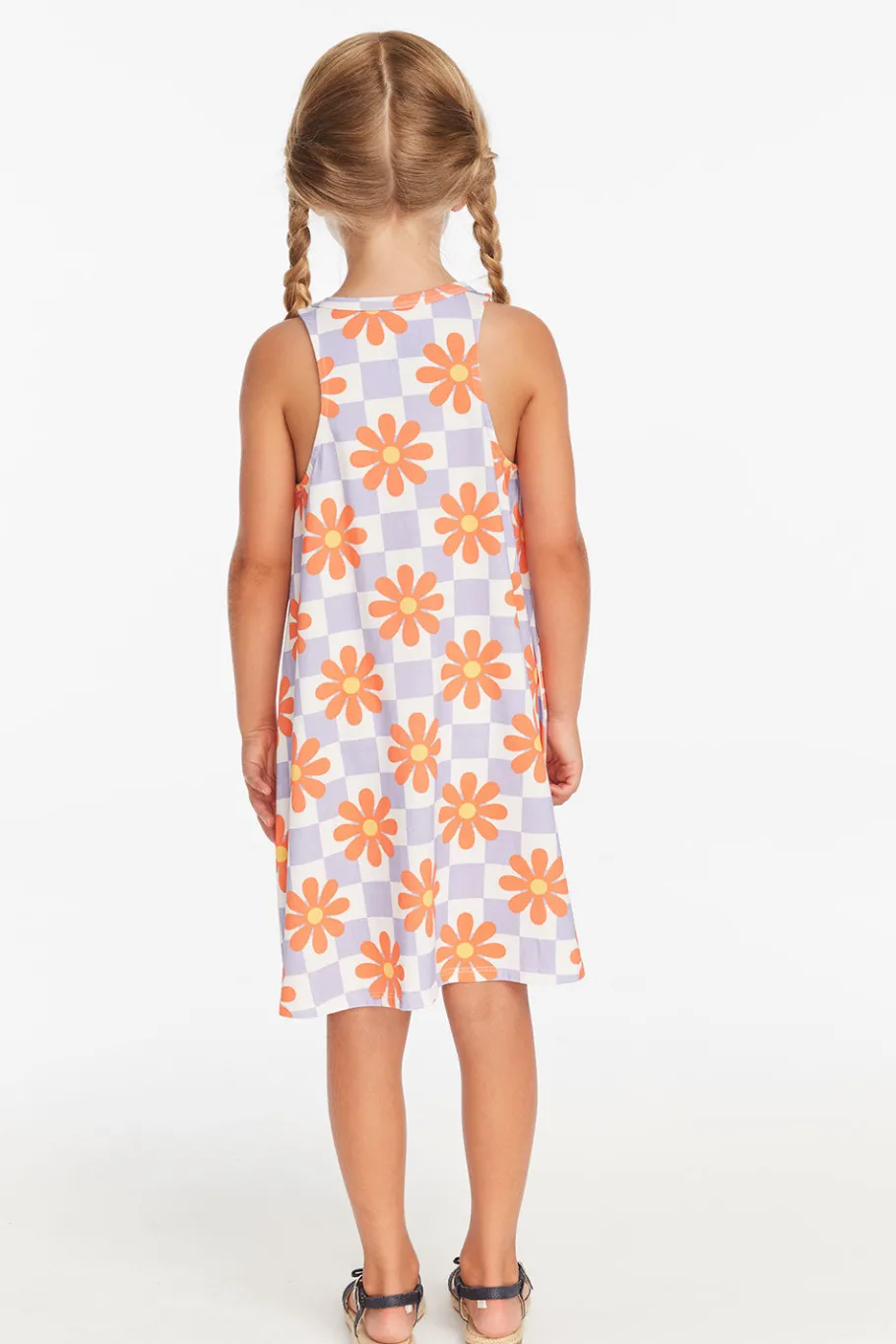 Online Chaser Brand Checkered Floral Girls Tank Dress