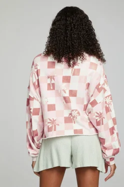 Discount Chaser Brand Checkered Palms Print Pullover