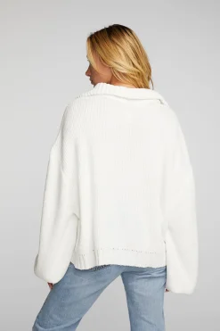 Best Sale Chaser Brand Chenille Cotton Sweater Knit Half Zip Pullover