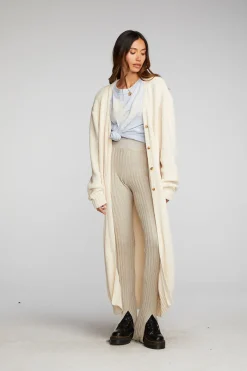 New Chaser Brand Chenille Sweater Knit Button Down Long Cardigan