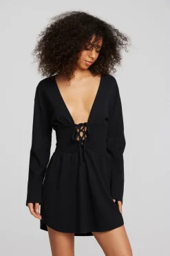 Shop Chaser Brand Coast Cotton Jersey Long Sleeve Mini Dress