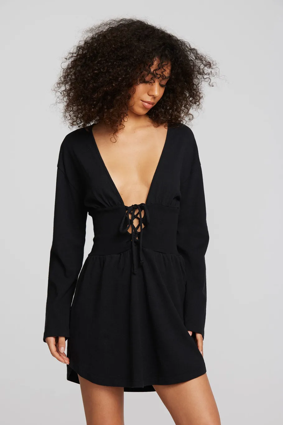 Shop Chaser Brand Coast Cotton Jersey Long Sleeve Mini Dress