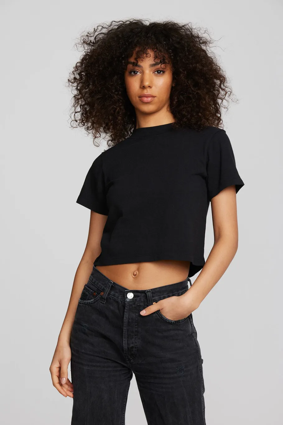 Cheap Chaser Brand Coast Cotton Jersey Mockneck Tee With Rib