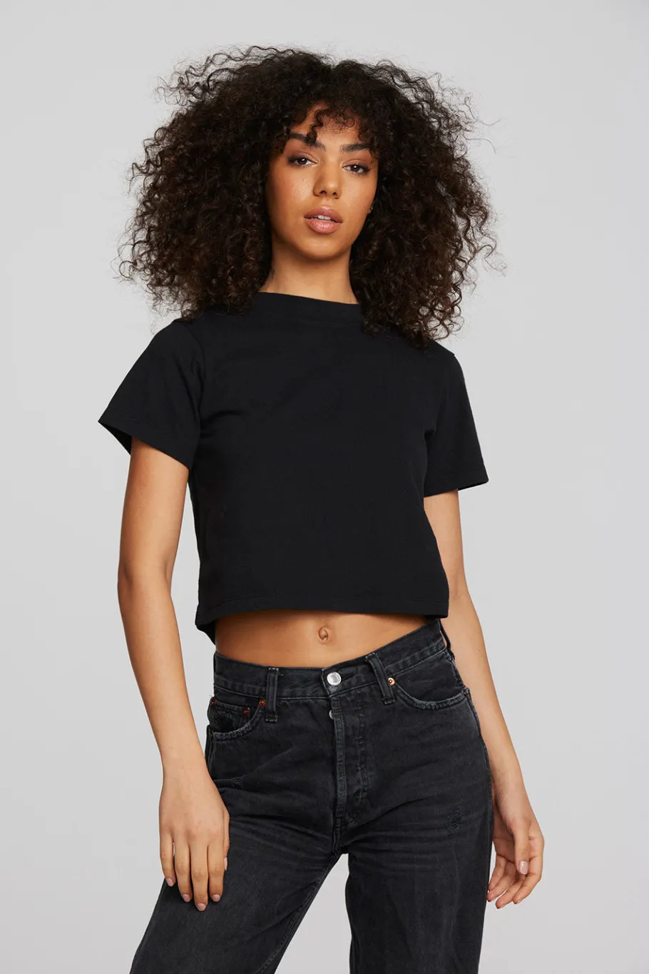 Cheap Chaser Brand Coast Cotton Jersey Mockneck Tee With Rib