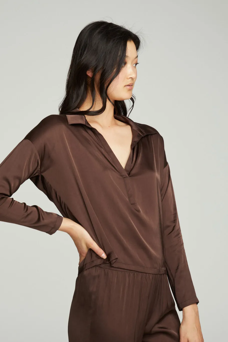 Online Chaser Brand Collared Half Placket Dolman