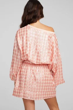 Cheap Chaser Brand Cooper Long Sleeve Mini Dress Embellished Check