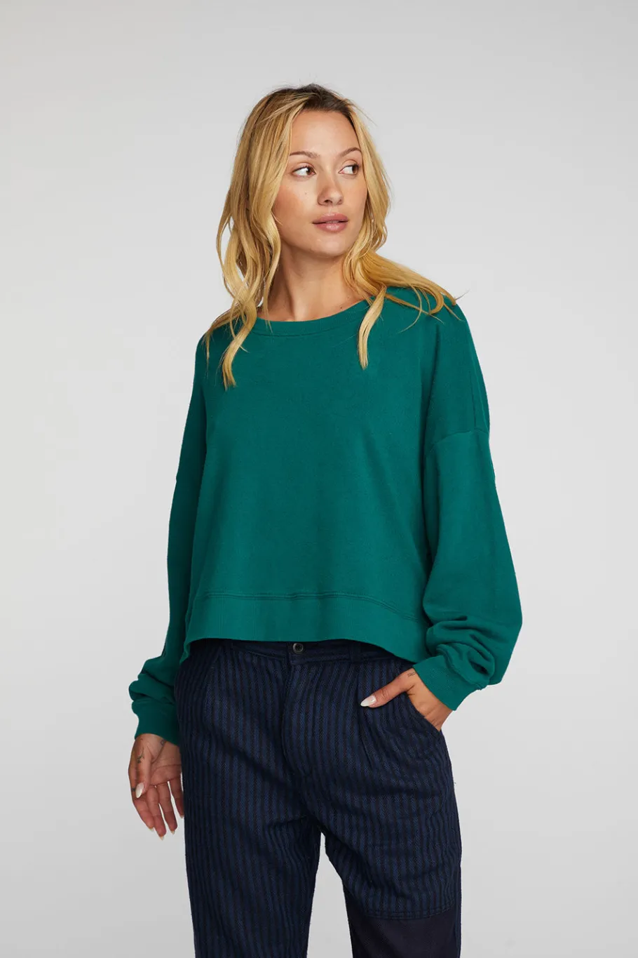 Fashion Chaser Brand Cotton Fleece Crewneck Pullover With Rib