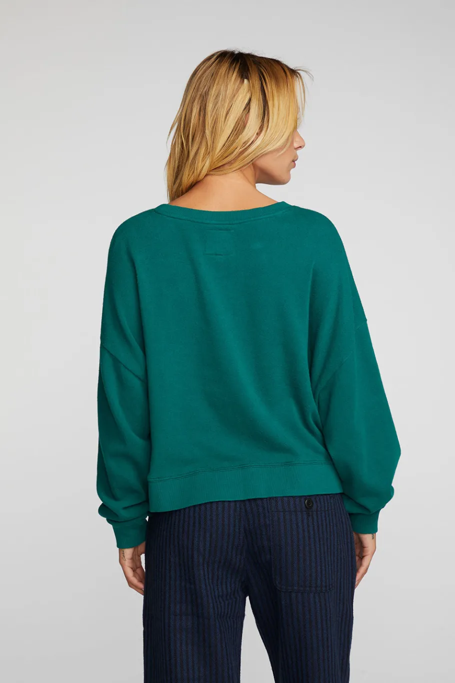 Fashion Chaser Brand Cotton Fleece Crewneck Pullover With Rib