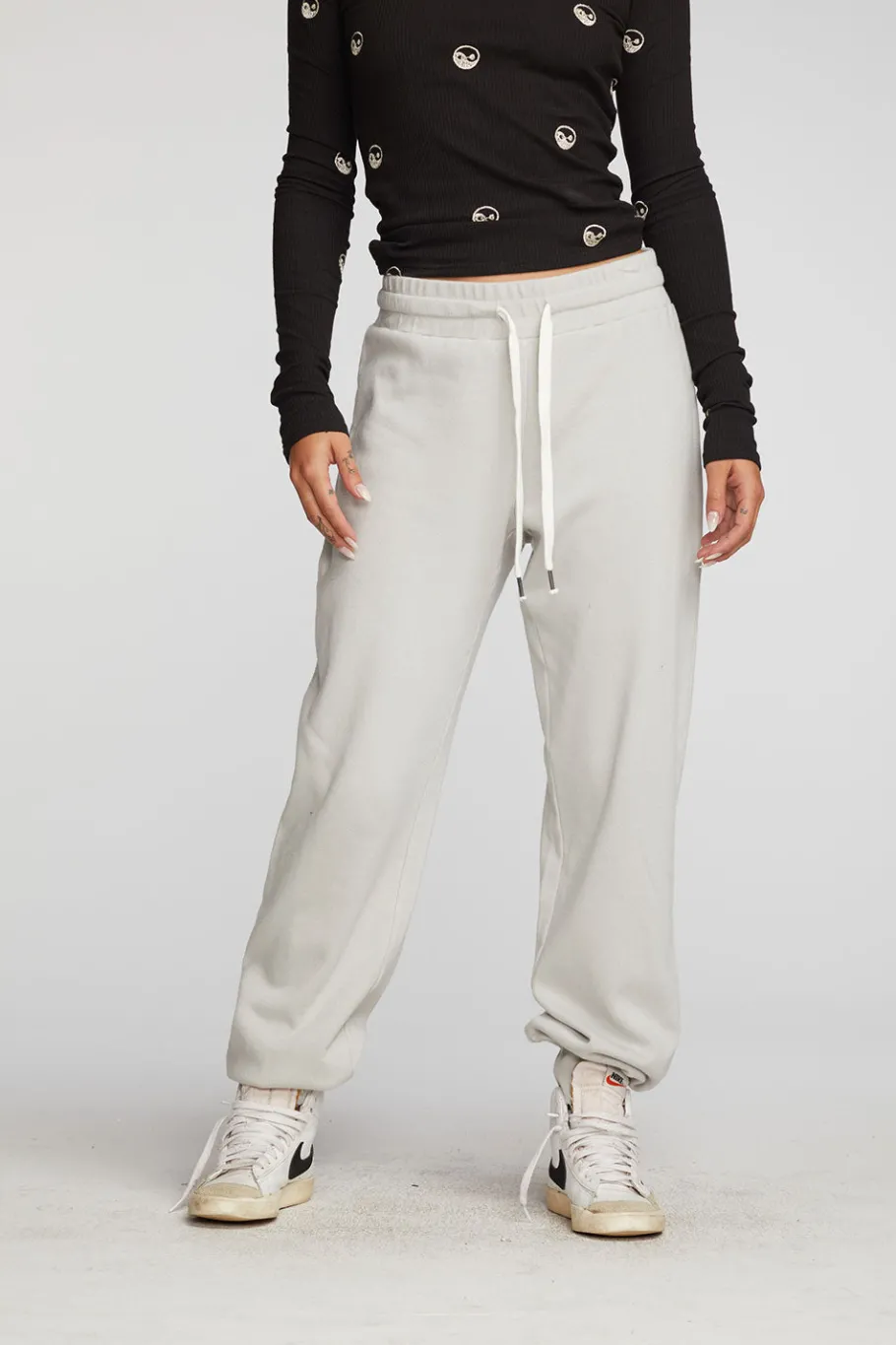 Outlet Chaser Brand Cotton Fleece Joggers With Rib And Shoestring Tie