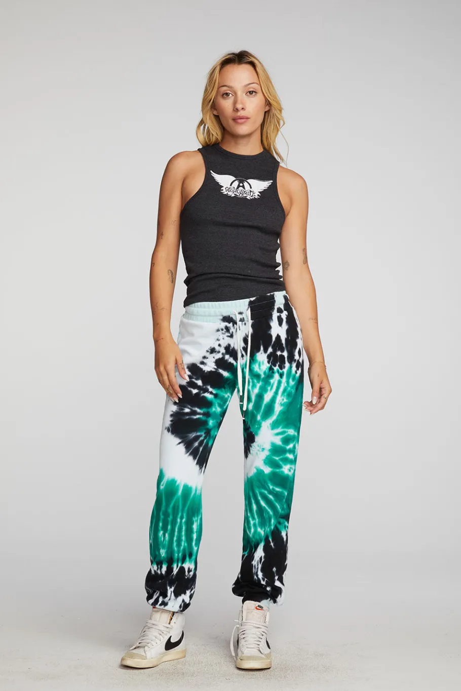 Sale Chaser Brand Cotton Fleece Joggers With Rib And Shoestring Tie