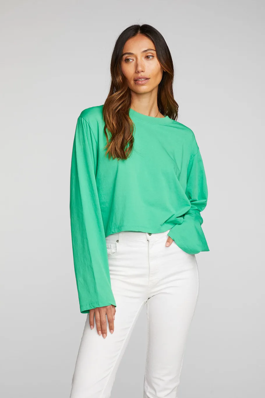Flash Sale Chaser Brand Cotton Jersey Cropped Long Sleeve Tee