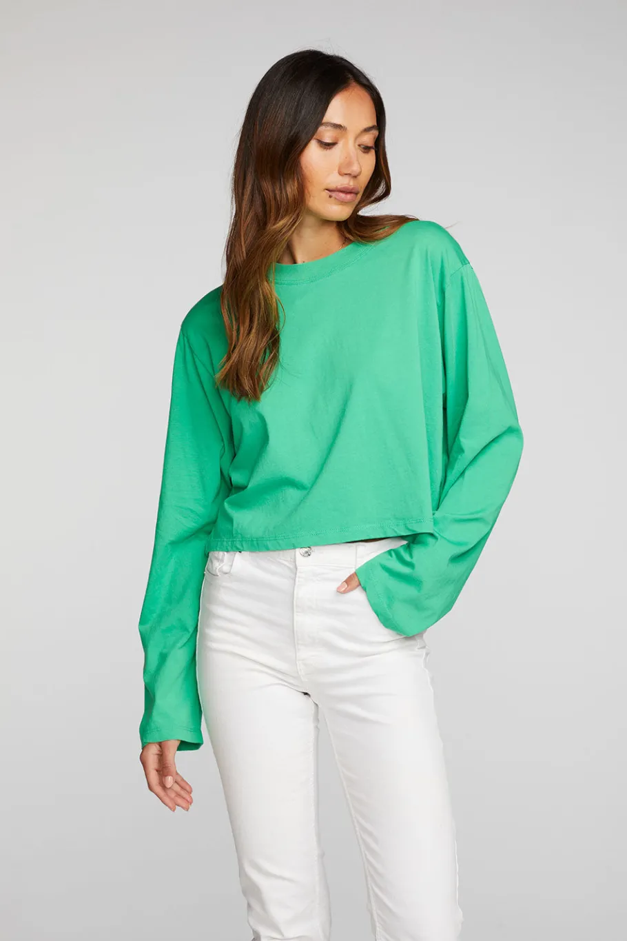 Flash Sale Chaser Brand Cotton Jersey Cropped Long Sleeve Tee