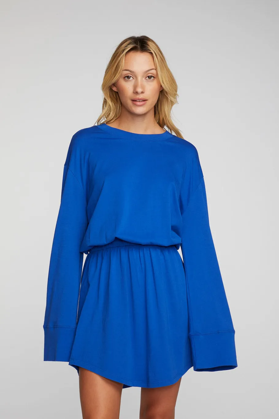 Clearance Chaser Brand Cotton Jersey Mini Dress With Wide Sleeves