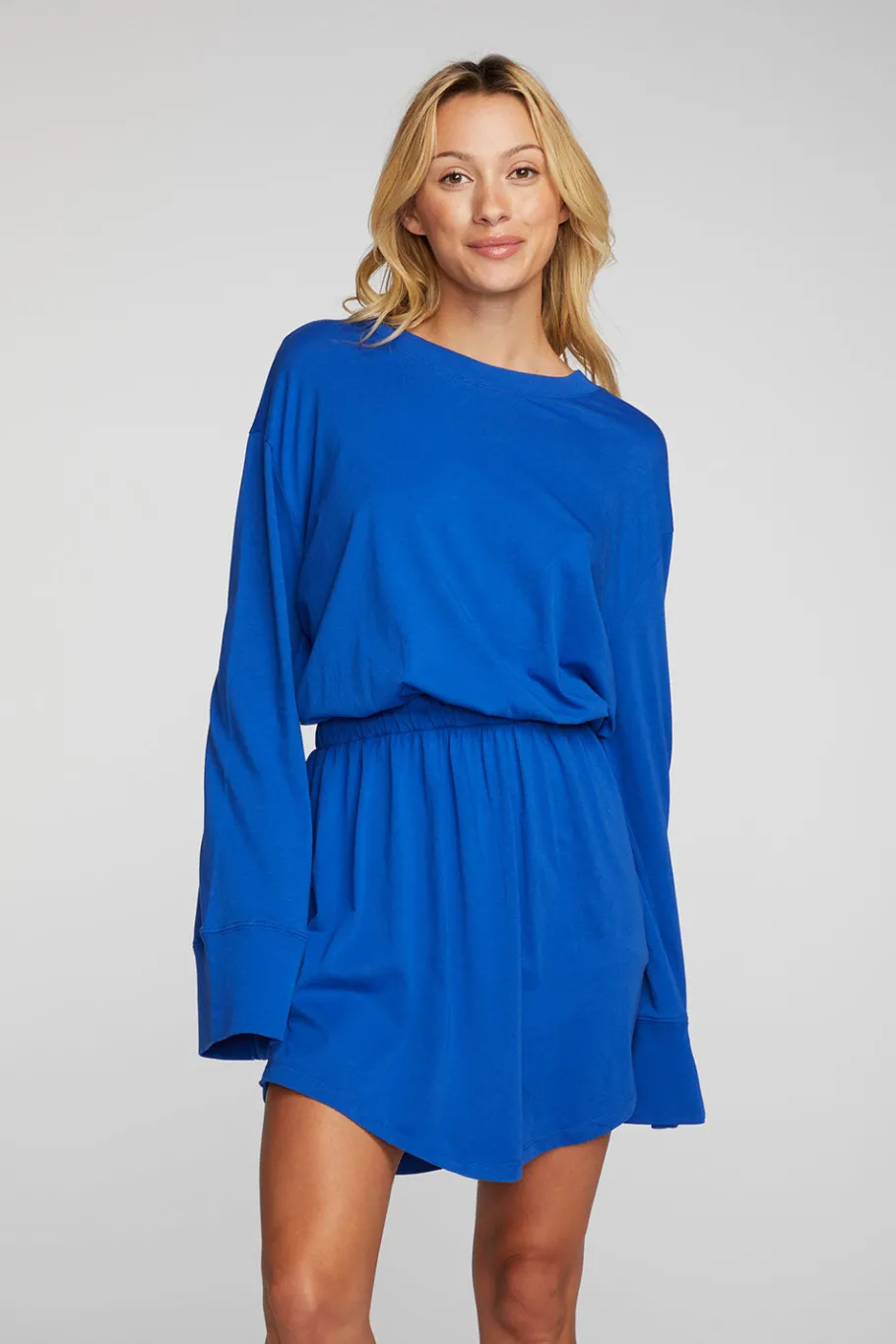 Clearance Chaser Brand Cotton Jersey Mini Dress With Wide Sleeves
