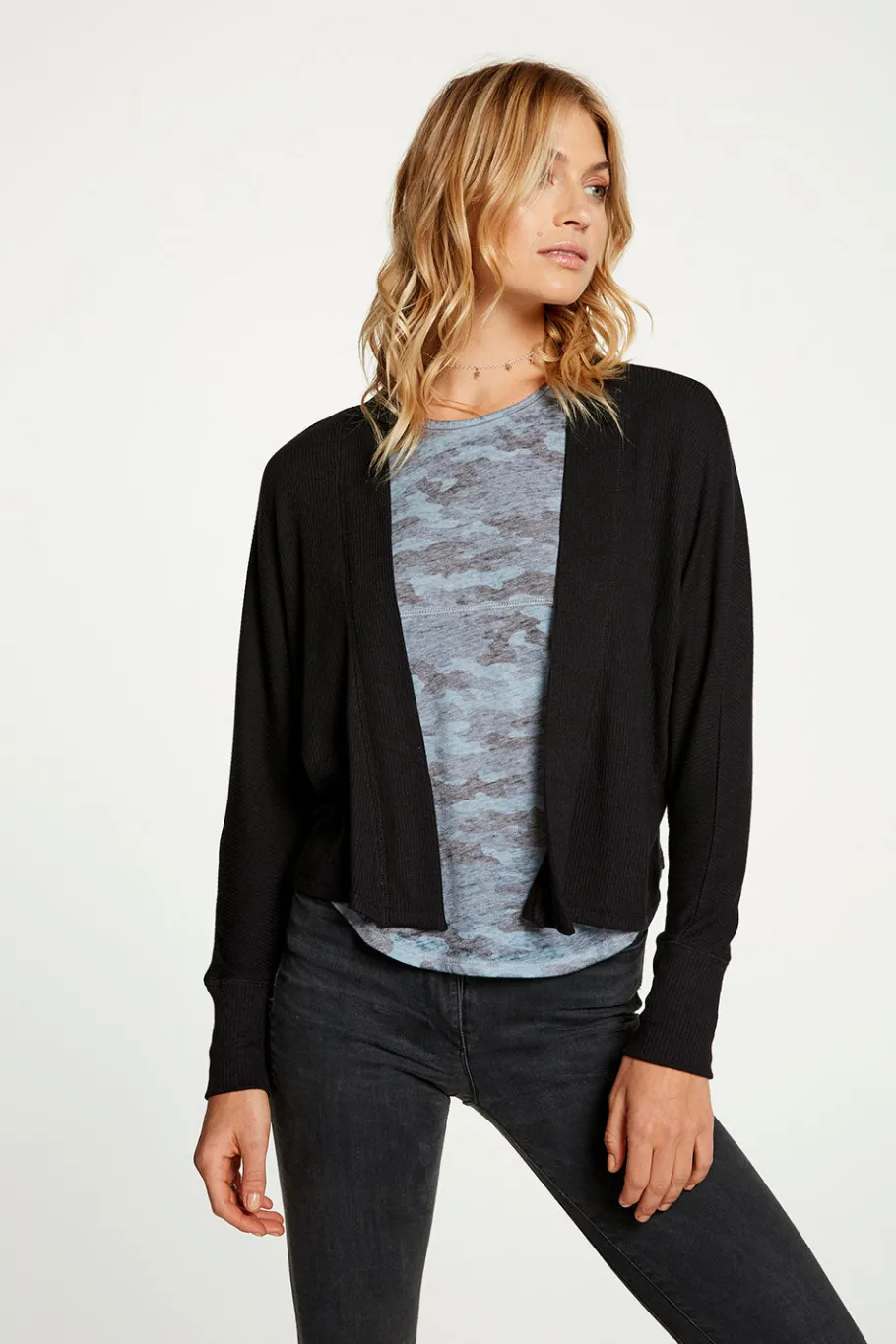 Outlet Chaser Brand Cozy Rib Drop Shoulder Open Cardigan