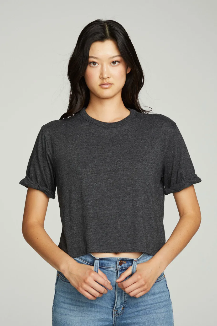 Best Sale Chaser Brand Cropped Crew Neck Short Sleeve Tee