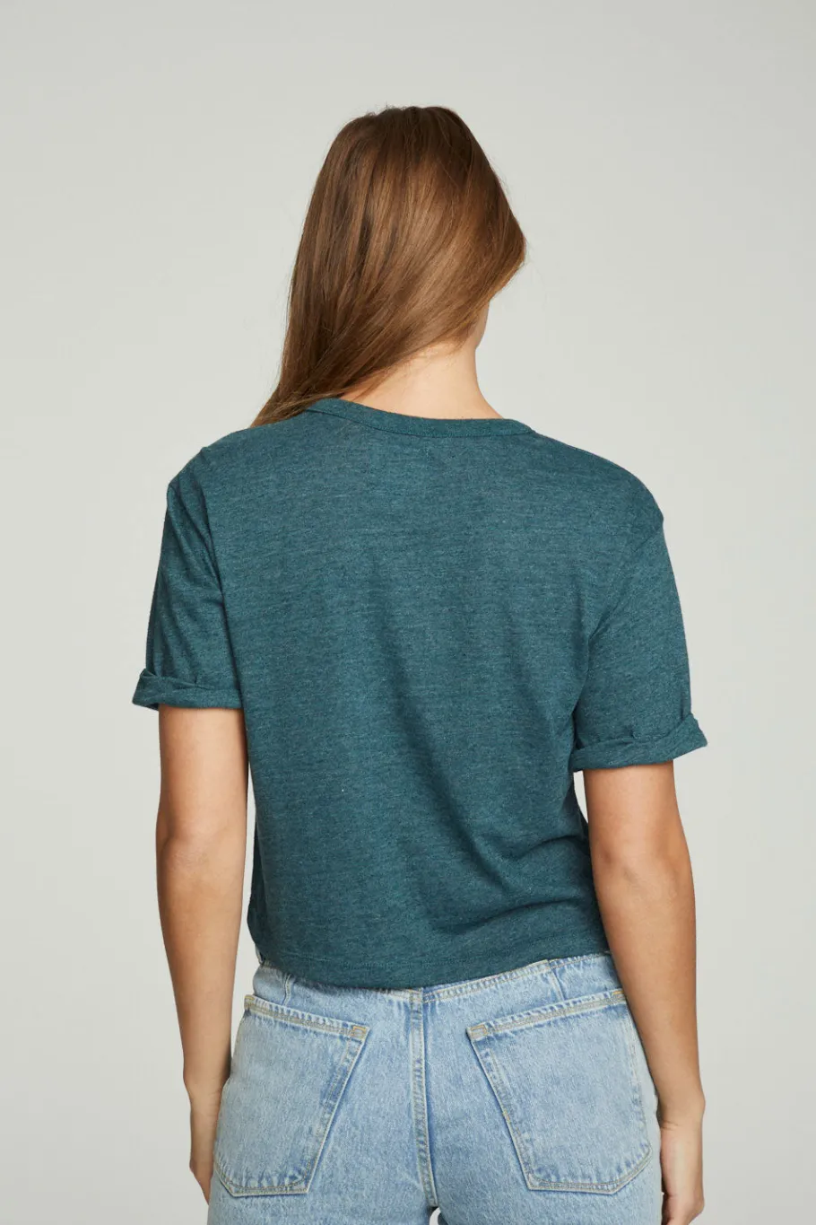 Discount Chaser Brand Cropped Crew Neck Short Sleeve Tee