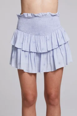 Shop Chaser Brand Cruz Faded Denim Blue Mini Skirt