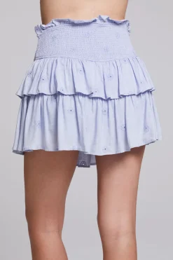 Shop Chaser Brand Cruz Faded Denim Blue Mini Skirt