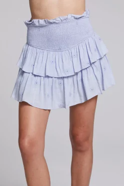 Shop Chaser Brand Cruz Faded Denim Blue Mini Skirt