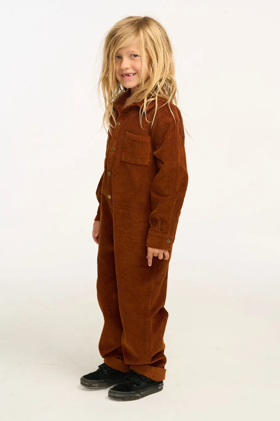 Outlet Chaser Brand David Walnut Brown Corduroy Jumpsuit