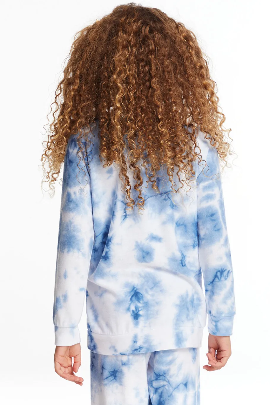 Outlet Chaser Brand Denim Tie Dye Heart Girls Cozy Knit Raglan Pullover