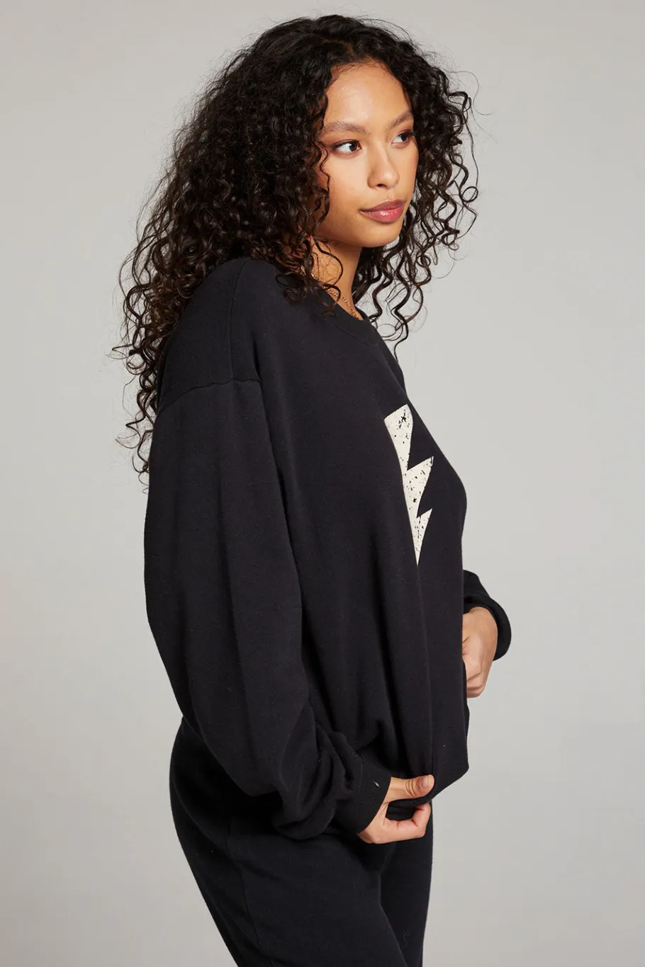 Online Chaser Brand Distressed Bolt Long Sleeve