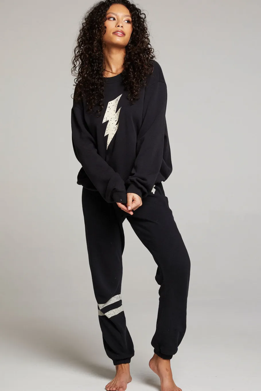 Online Chaser Brand Distressed Bolt Long Sleeve