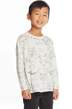 Sale Chaser Brand Dog Sketchpad Boys Charity Long Sleeve Crew Neck Tee