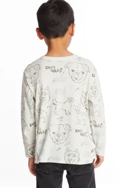 Sale Chaser Brand Dog Sketchpad Boys Charity Long Sleeve Crew Neck Tee