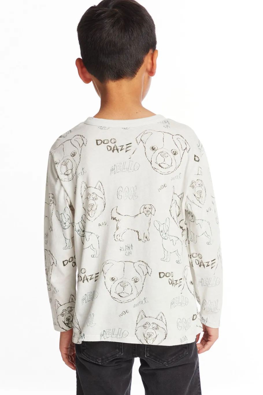 Sale Chaser Brand Dog Sketchpad Boys Charity Long Sleeve Crew Neck Tee