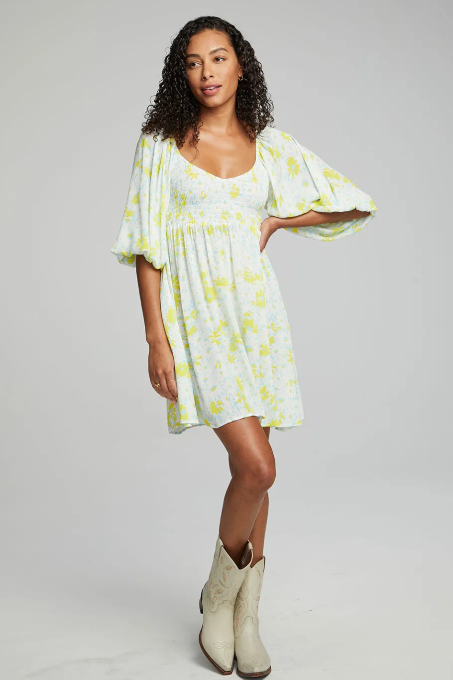 Discount Chaser Brand Dolce Mini Dress - Baby Blue Daisy Floral