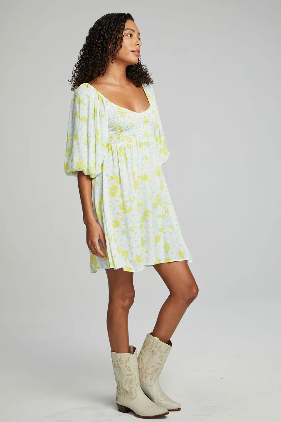 Discount Chaser Brand Dolce Mini Dress - Baby Blue Daisy Floral