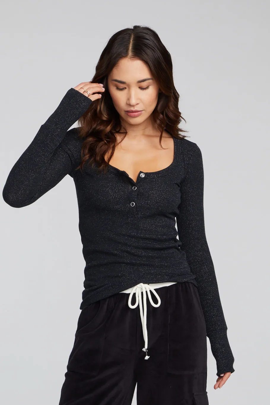New Chaser Brand Drifter Shadow Black Henley