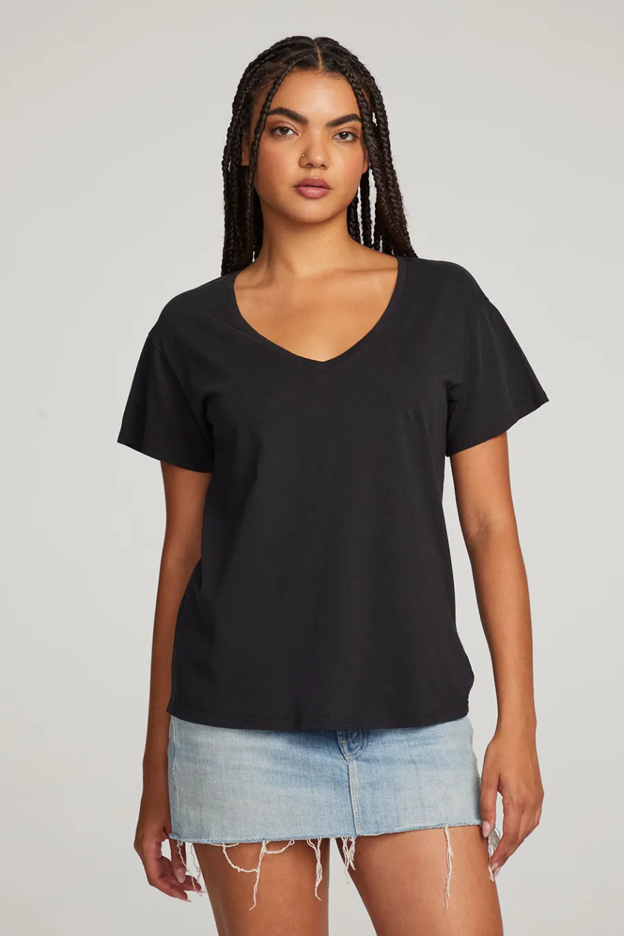 Cheap Chaser Brand Everyday Essential Black V-neck Tee
