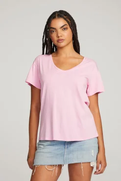Fashion Chaser Brand Everyday Essential Pastel Lavender V-neck Tee