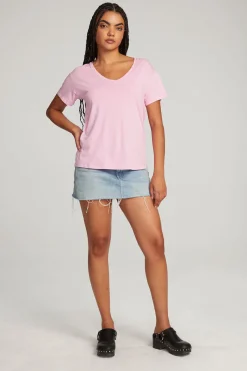 Fashion Chaser Brand Everyday Essential Pastel Lavender V-neck Tee