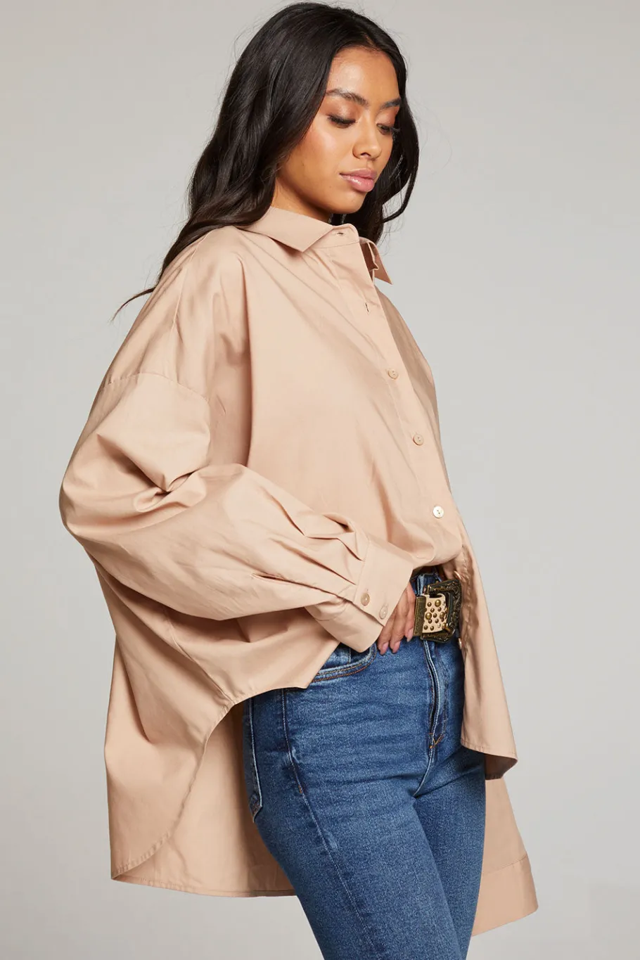 Online Chaser Brand Ezra Warm Taupe Button Up