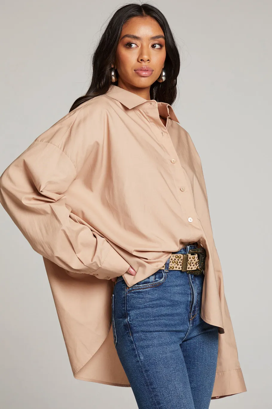 Online Chaser Brand Ezra Warm Taupe Button Up