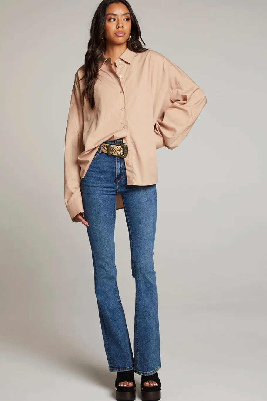 Online Chaser Brand Ezra Warm Taupe Button Up