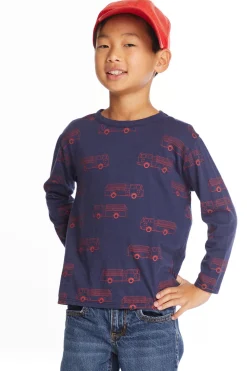 Store Chaser Brand Fire Trucks Boys Long Sleeve Crew Neck Tee