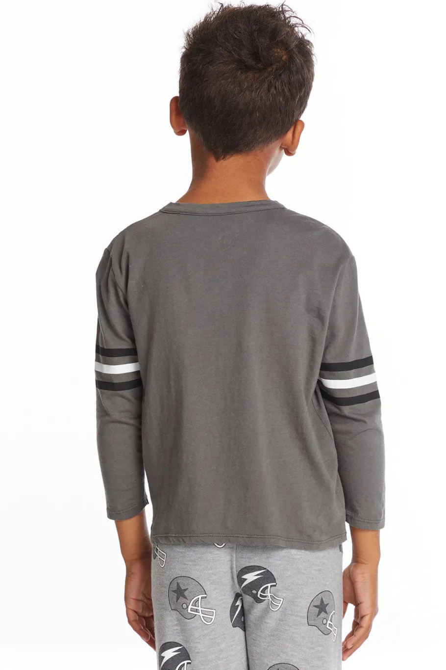 Flash Sale Chaser Brand Football Stripes Boys Long Sleeve Crew Neck Tee