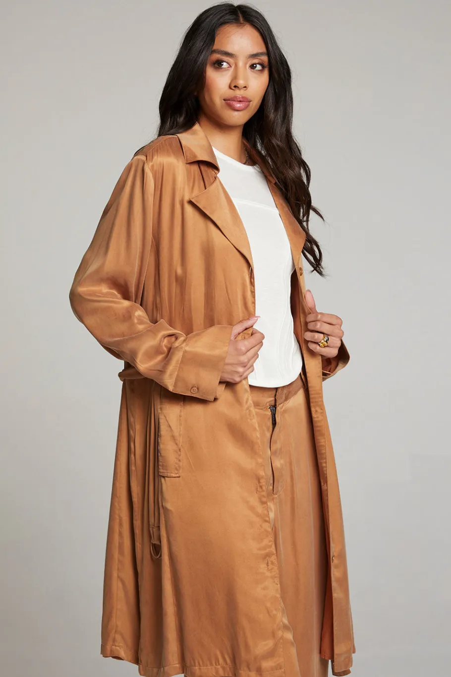 Cheap Chaser Brand Ford Toffee Trench Coat