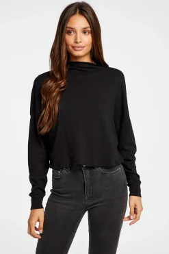 Cheap Chaser Brand Gauzy Cotton Funnel Neck Drop Shoulder Dolman Tee