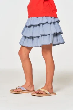 New Chaser Brand Girls Coastal Cloth Tiered Ruffle Skort