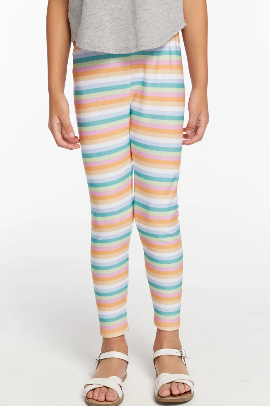 Fashion Chaser Brand Girls Cozy Knit Sunshine Stripe Classic Slim Legging