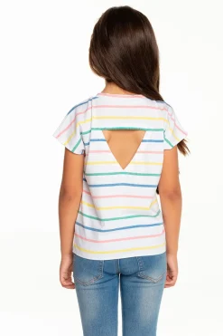 New Chaser Brand Girls Recycled Vintage Jersey Cap Sleeve Vent Back Tee