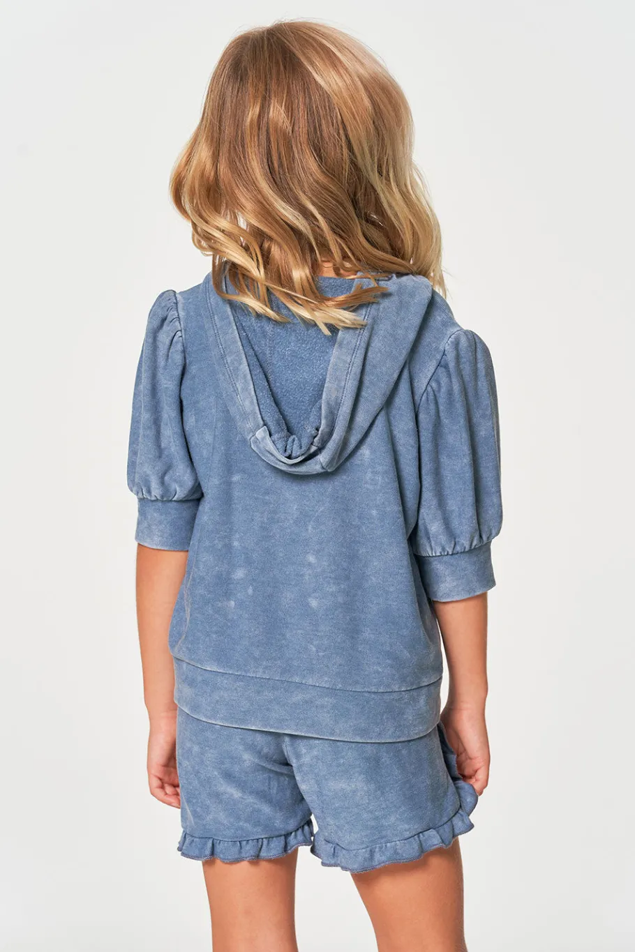 New Chaser Brand Girls RPET Cozy Knit 3/4 Puff Sleeve Hoodie