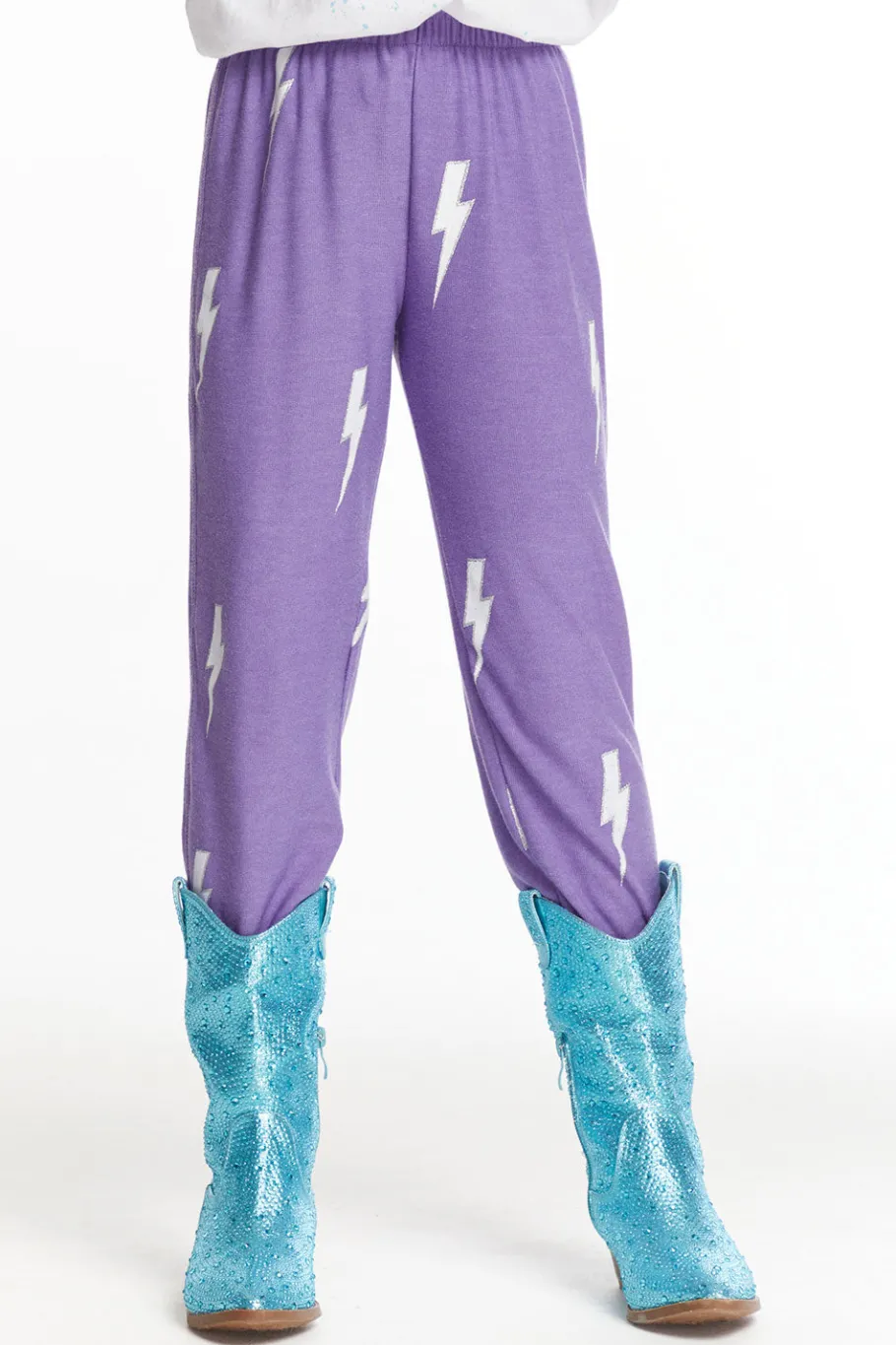 Online Chaser Brand Glitter Bolt Girls Love Knit Pants
