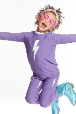 Discount Chaser Brand Glitter Bolt Girls Raglan Pullover